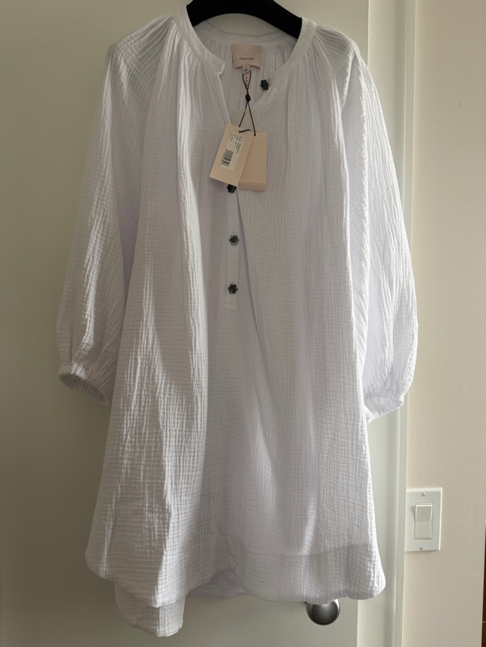 cinq a sept Harley White Cotton Gauze Button-Front Tunic Coverup, S, M, L, XL